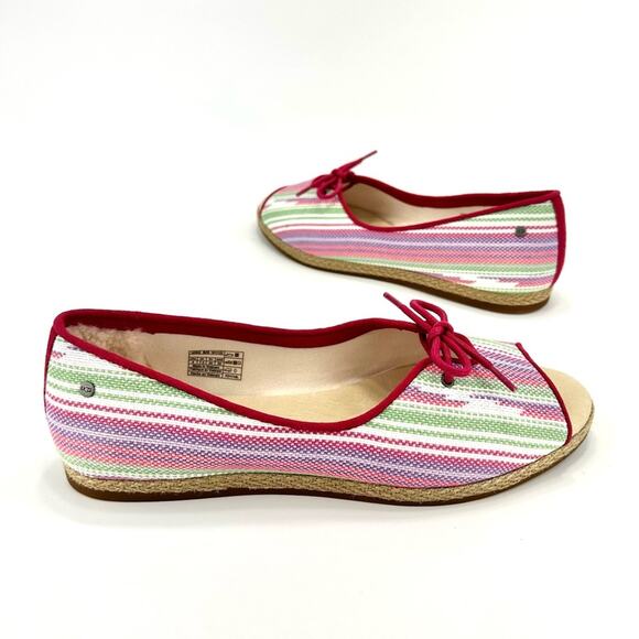Ugg Marleigh Open Toe Flats Sz 9 Pink/Multi Serape/Canva Espadrille Platform New - Picture 9 of 16